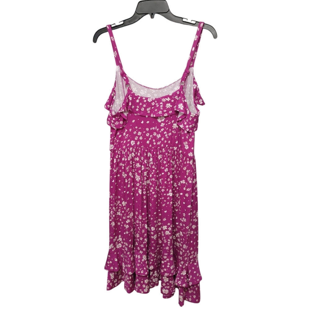 Lane Bryant Purple Floral Ruffle Neck & Hem A-Line Dress Women's Size 14/16 1X - Picture 5 of 11